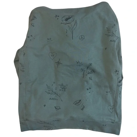 Abercrombie & Fitch Soft Fleece Hoodie Size Large Green Graffiti - Picture 2 of 5